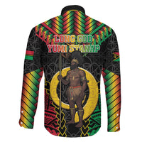 Vanuatu 46th Anniversary Independence Day Family Matching Off Shoulder Short Dress and Hawaiian Shirt Melanesian Warrior With Sand Drawing Pattern LT05 - Polynesian Pride