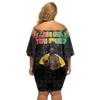 Vanuatu 46th Anniversary Independence Day Family Matching Off Shoulder Short Dress and Hawaiian Shirt Melanesian Warrior With Sand Drawing Pattern LT05 - Polynesian Pride