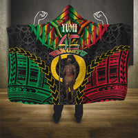 Vanuatu 46th Anniversary Independence Day Hooded Blanket Melanesian Warrior With Sand Drawing Pattern LT05 - Polynesian Pride