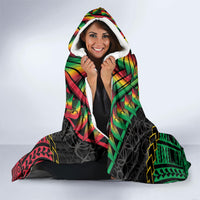Vanuatu 46th Anniversary Independence Day Hooded Blanket Melanesian Warrior With Sand Drawing Pattern LT05 - Polynesian Pride