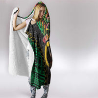 Vanuatu 46th Anniversary Independence Day Hooded Blanket Melanesian Warrior With Sand Drawing Pattern LT05 - Polynesian Pride