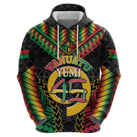 Vanuatu 46th Anniversary Independence Day Hoodie Melanesian Warrior With Sand Drawing Pattern LT05 - Polynesian Pride