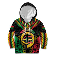 Vanuatu 46th Anniversary Independence Day Kid Hoodie Melanesian Warrior With Sand Drawing Pattern LT05 Hoodie Black - Polynesian Pride