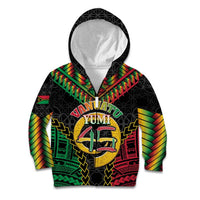Vanuatu 46th Anniversary Independence Day Kid Hoodie Melanesian Warrior With Sand Drawing Pattern LT05 Zip Hoodie Black - Polynesian Pride