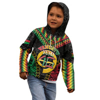 Vanuatu 46th Anniversary Independence Day Kid Hoodie Melanesian Warrior With Sand Drawing Pattern LT05 - Polynesian Pride