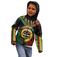 Vanuatu 46th Anniversary Independence Day Kid Hoodie Melanesian Warrior With Sand Drawing Pattern LT05 - Polynesian Pride