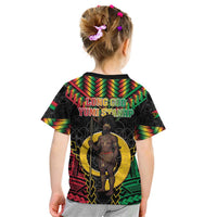 Vanuatu 46th Anniversary Independence Day Kid T Shirt Melanesian Warrior With Sand Drawing Pattern LT05 - Polynesian Pride