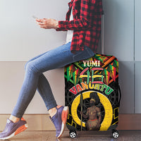 Vanuatu 46th Anniversary Independence Day Luggage Cover Melanesian Warrior With Sand Drawing Pattern LT05 - Polynesian Pride