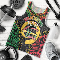Vanuatu 46th Anniversary Independence Day Men Tank Top Melanesian Warrior With Sand Drawing Pattern LT05 - Polynesian Pride