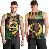 Vanuatu 46th Anniversary Independence Day Men Tank Top Melanesian Warrior With Sand Drawing Pattern LT05 - Polynesian Pride
