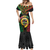 Vanuatu 45th Anniversary Independence Day Mermaid Dress Melanesian Warrior With Sand Drawing Pattern LT05