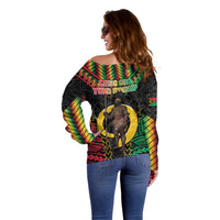 Vanuatu 46th Anniversary Independence Day Off Shoulder Sweater Melanesian Warrior With Sand Drawing Pattern LT05 - Polynesian Pride