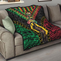 Vanuatu 46th Anniversary Independence Day Quilt Melanesian Warrior With Sand Drawing Pattern LT05 - Polynesian Pride