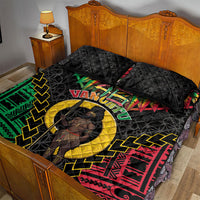 Vanuatu 46th Anniversary Independence Day Quilt Bed Set Melanesian Warrior With Sand Drawing Pattern LT05 - Polynesian Pride