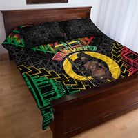 Vanuatu 46th Anniversary Independence Day Quilt Bed Set Melanesian Warrior With Sand Drawing Pattern LT05 - Polynesian Pride