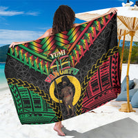 Vanuatu 46th Anniversary Independence Day Sarong Melanesian Warrior With Sand Drawing Pattern LT05 One Size 44 x 66 inches Black - Polynesian Pride