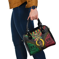 Vanuatu 46th Anniversary Independence Day Shoulder Handbag Melanesian Warrior With Sand Drawing Pattern LT05 - Polynesian Pride