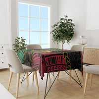 Vanuatu 46th Anniversary Independence Day Tablecloth Melanesian Warrior With Sand Drawing Pattern LT05 - Polynesian Pride