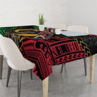 Vanuatu 46th Anniversary Independence Day Tablecloth Melanesian Warrior With Sand Drawing Pattern LT05 - Polynesian Pride