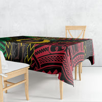 Vanuatu 46th Anniversary Independence Day Tablecloth Melanesian Warrior With Sand Drawing Pattern LT05 - Polynesian Pride