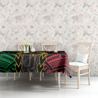 Vanuatu 46th Anniversary Independence Day Tablecloth Melanesian Warrior With Sand Drawing Pattern LT05 - Polynesian Pride