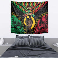 Vanuatu 46th Anniversary Independence Day Tapestry Melanesian Warrior With Sand Drawing Pattern LT05 - Polynesian Pride