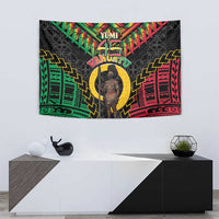 Vanuatu 46th Anniversary Independence Day Tapestry Melanesian Warrior With Sand Drawing Pattern LT05 - Polynesian Pride