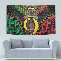 Vanuatu 46th Anniversary Independence Day Tapestry Melanesian Warrior With Sand Drawing Pattern LT05 - Polynesian Pride