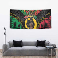 Vanuatu 46th Anniversary Independence Day Tapestry Melanesian Warrior With Sand Drawing Pattern LT05 - Polynesian Pride