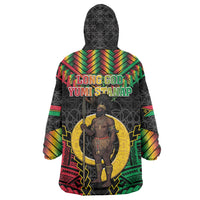 Vanuatu 46th Anniversary Independence Day Wearable Blanket Hoodie Melanesian Warrior With Sand Drawing Pattern LT05 - Polynesian Pride
