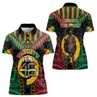 Vanuatu 45th Anniversary Independence Day Women Polo Shirt Melanesian Warrior With Sand Drawing Pattern LT05