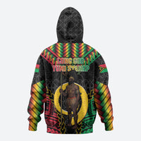 Vanuatu 46th Anniversary Independence Day Zip Hoodie Melanesian Warrior With Sand Drawing Pattern LT05 - Polynesian Pride