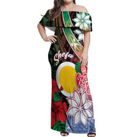 Personalised Vanuatu Shefa Day Off Shoulder Maxi Dress Floral Pattern