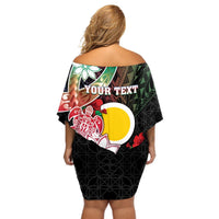 Personalised Vanuatu Shefa Day Off Shoulder Short Dress Floral Pattern LT05 - Polynesian Pride