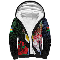 Personalised Vanuatu Shefa Day Sherpa Hoodie Floral Pattern LT05 Unisex Black - Polynesian Pride
