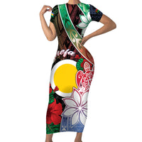 Personalised Vanuatu Shefa Day Short Sleeve Bodycon Dress Floral Pattern