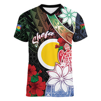 Personalised Vanuatu Shefa Day Women V-Neck T-Shirt Floral Pattern
