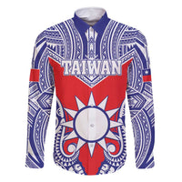 Personalised Taiwan Family Matching Mermaid Dress and Hawaiian Shirt Austronesian Tribal Tattoo Red LT05 Dad's Shirt - Long Sleeve Red - Polynesian Pride