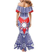 Personalised Taiwan Family Matching Mermaid Dress and Hawaiian Shirt Austronesian Tribal Tattoo Red LT05 - Polynesian Pride