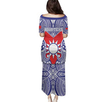 Personalised Taiwan Family Matching Puletasi and Hawaiian Shirt Austronesian Tribal Tattoo Red - Polynesian Pride