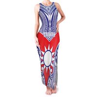 Personalised Taiwan Family Matching Tank Maxi Dress and Hawaiian Shirt Austronesian Tribal Tattoo Red - Polynesian Pride