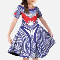 Personalised Taiwan Kid Short Sleeve Dress Austronesian Tribal Tattoo Red - Polynesian Pride