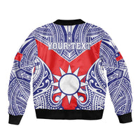 Personalised Taiwan Sleeve Zip Bomber Jacket Austronesian Tribal Tattoo Red - Polynesian Pride