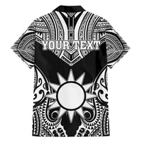 Personalised Taiwan Family Matching Off The Shoulder Long Sleeve Dress and Hawaiian Shirt Austronesian Tribal Tattoo Black LT05 - Polynesian Pride