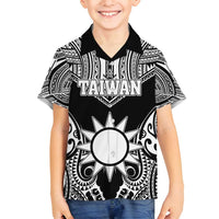 Personalised Taiwan Family Matching Off Shoulder Maxi Dress and Hawaiian Shirt Austronesian Tribal Tattoo Black - Polynesian Pride