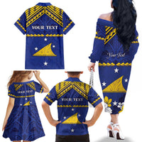 Personalised Tokelau Happy Tokehega Day Family Matching Off The Shoulder Long Sleeve Dress and Hawaiian Shirt Polynesian Tribal Tattoo LT05 - Polynesian Pride