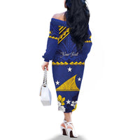 Personalised Tokelau Happy Tokehega Day Family Matching Off The Shoulder Long Sleeve Dress and Hawaiian Shirt Polynesian Tribal Tattoo LT05 - Polynesian Pride