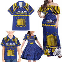 Personalised Tokelau Happy Tokehega Day Family Matching Off Shoulder Maxi Dress and Hawaiian Shirt Polynesian Tribal Tattoo LT05 - Polynesian Pride