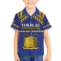 Personalised Tokelau Happy Tokehega Day Family Matching Summer Maxi Dress and Hawaiian Shirt Polynesian Tribal Tattoo LT05 Son's Shirt Blue - Polynesian Pride