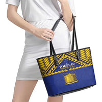 Tokelau Happy Tokehega Day Leather Tote Bag Polynesian Tribal Tattoo